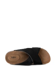 Totes Black Ladies Suede Cross Strap Sandals - Image 3 of 4