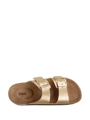 Totes Gold Ladies Double Buckle Platform Slides - Image 4 of 4