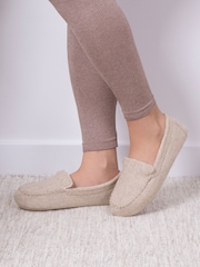 Totes Natural Isotoner Ladies Textured Moccasin Slippers - Image 1 of 5