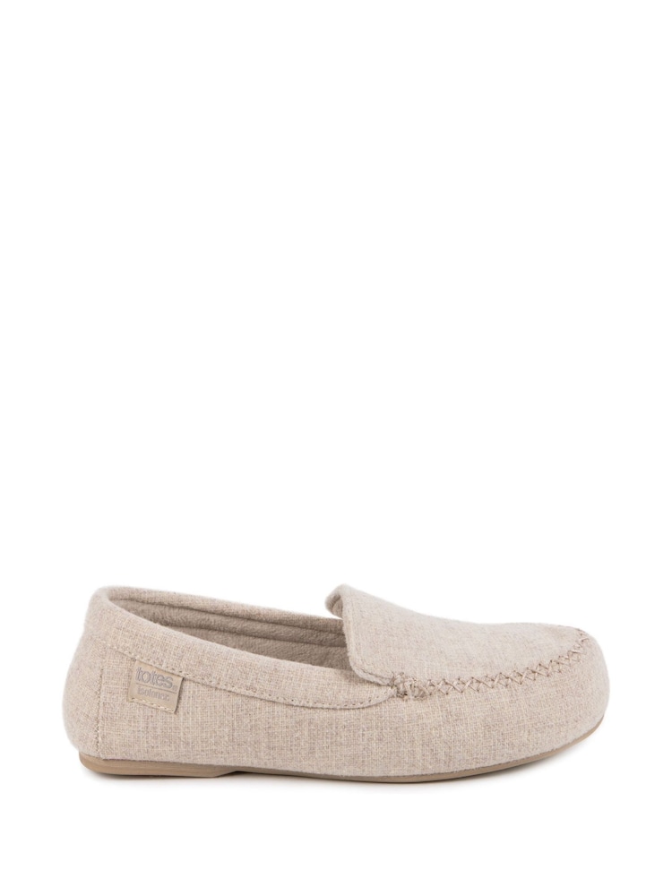 Totes Natural Isotoner Ladies Textured Moccasin Slippers - Image 2 of 5