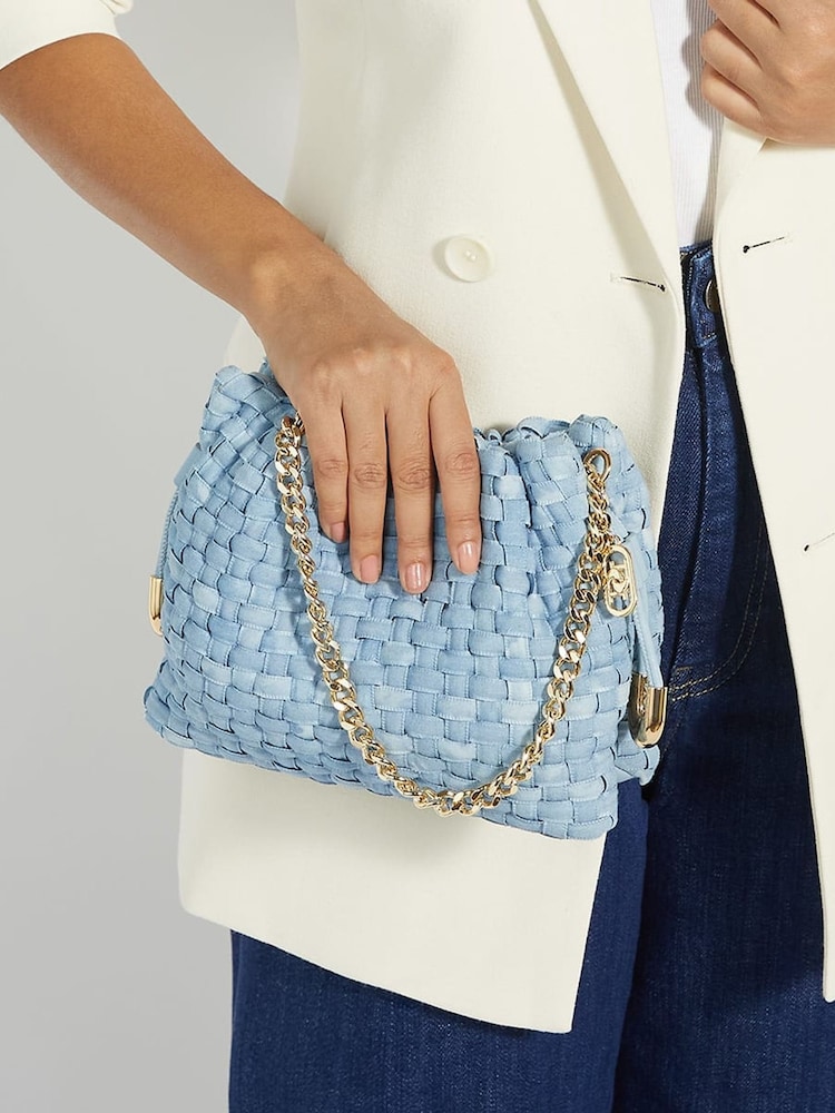 Dune London Blue Primrose S Small Woven Drawstring Bag - Image 1 of 5