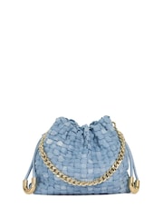 Dune London Blue Primrose S Small Woven Drawstring Bag - Image 2 of 5