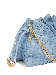 Dune London Blue Primrose S Small Woven Drawstring Bag - Image 4 of 5