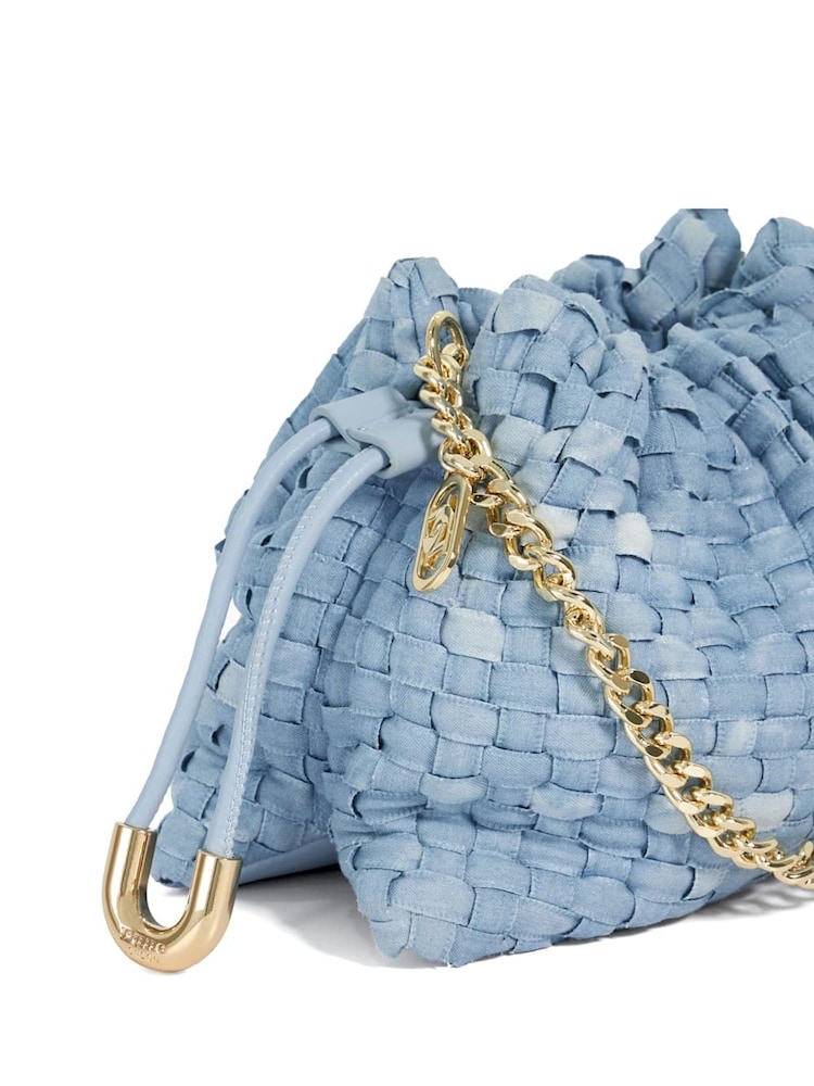 Dune London Blue Primrose S Small Woven Drawstring Bag - Image 4 of 5