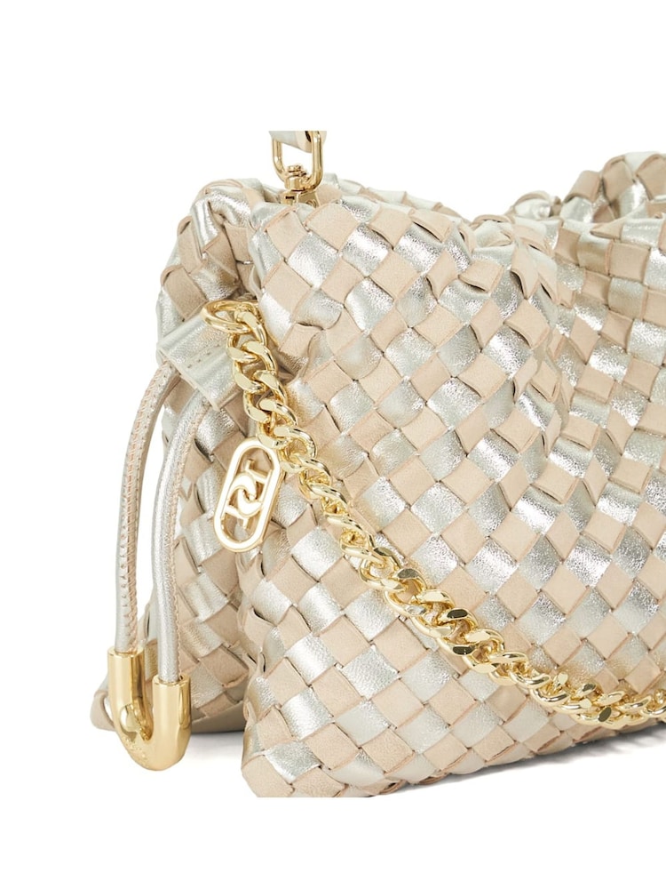 Dune London Gold Primrose S Small Woven Drawstring Bag - Image 4 of 5