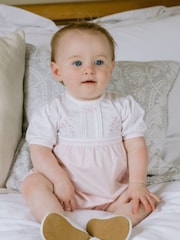 Emile Et Rose Romper With Pretty Knit Lace Yoke & Sleeves - Image 1 of 4