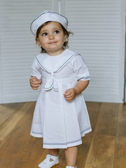 Emile Et Rose Linen style sailor 100% Cotton White Dress - Image 1 of 7