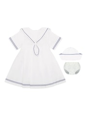 Emile Et Rose Linen style sailor 100% Cotton White Dress - Image 2 of 7