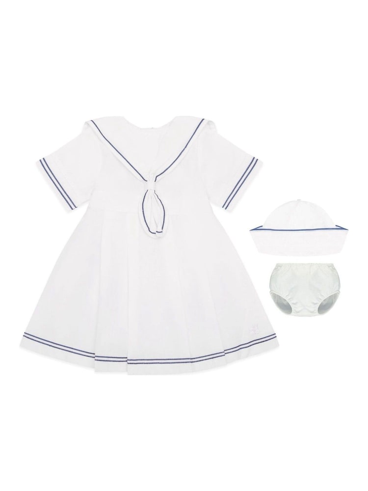 Emile Et Rose Linen style sailor 100% Cotton White Dress - Image 2 of 7