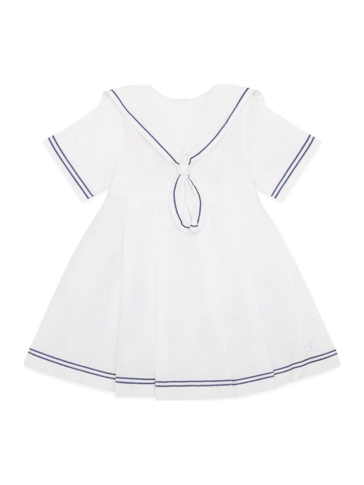 Emile Et Rose Linen style sailor 100% Cotton White Dress - Image 3 of 7