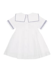 Emile Et Rose Linen style sailor 100% Cotton White Dress - Image 4 of 7
