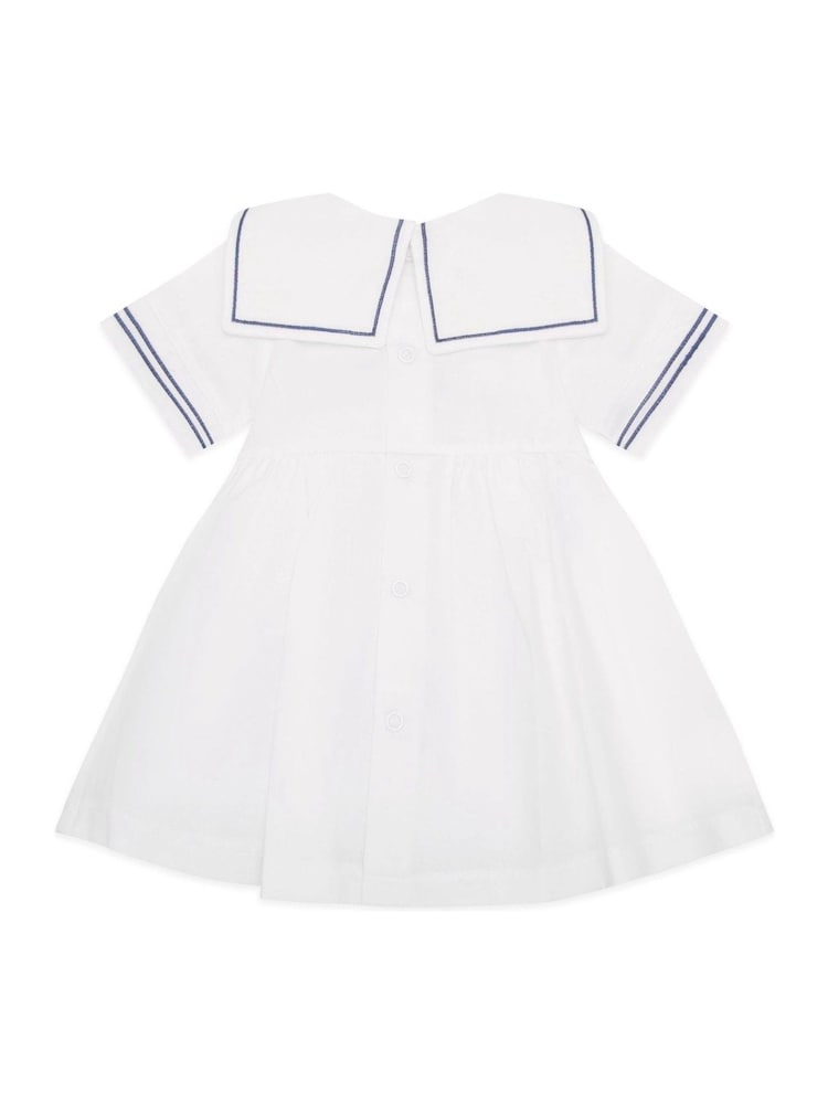 Emile Et Rose Linen style sailor 100% Cotton White Dress - Image 4 of 7