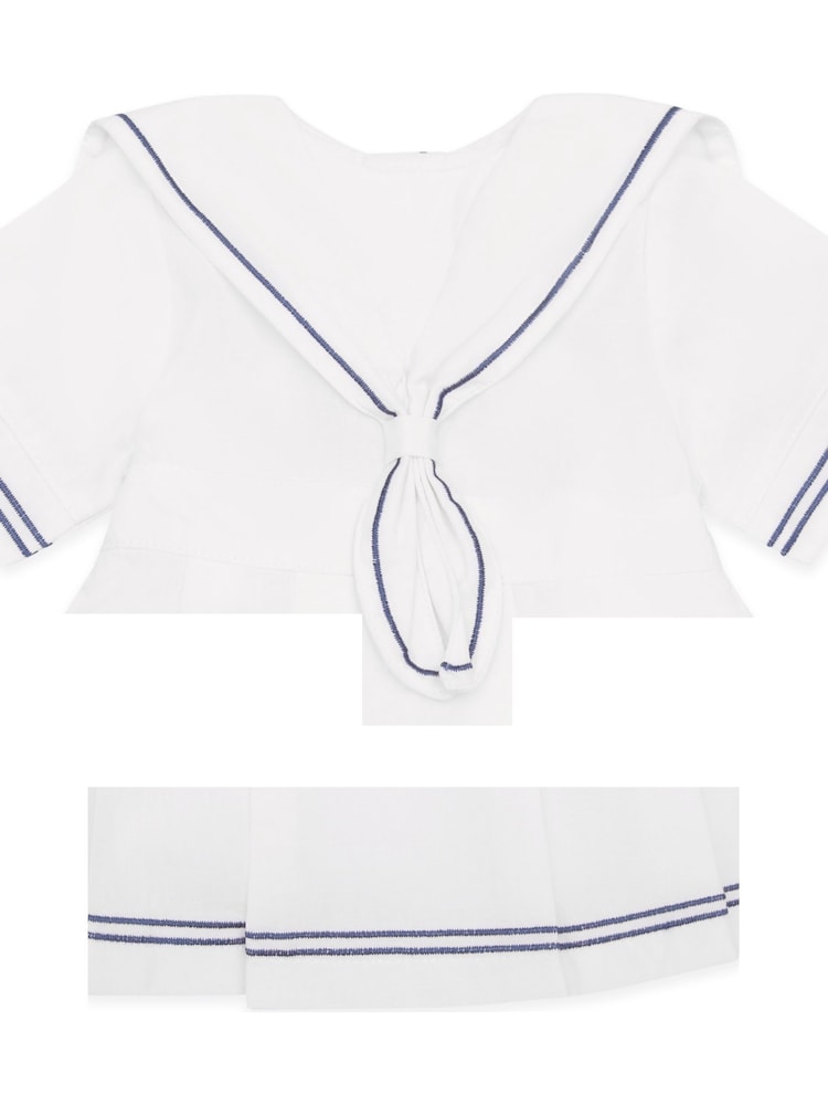 Emile Et Rose Linen style sailor 100% Cotton White Dress - Image 5 of 7