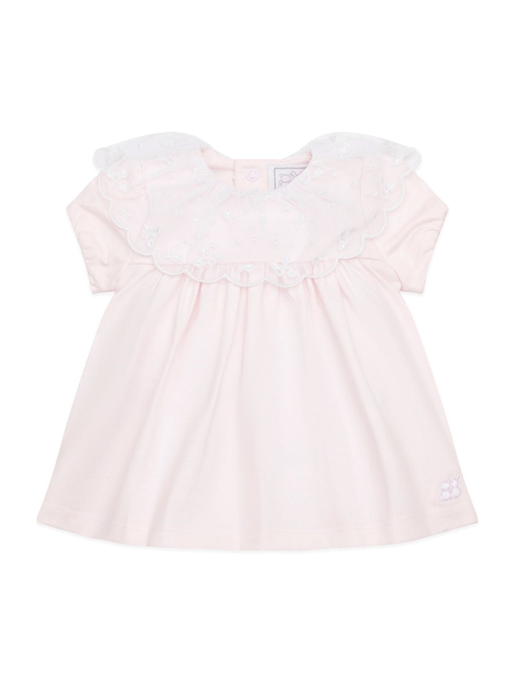 Emile Et Rose 2 Piece Pink Short Dress with Embroidered Tulle & Frilly Pants - Image 3 of 6
