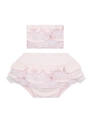 Emile Et Rose 2 Piece Pink Short Dress with Embroidered Tulle & Frilly Pants - Bild 4 von 6