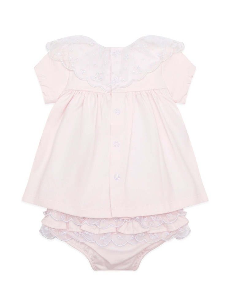 Emile Et Rose 2 Piece Pink Short Dress with Embroidered Tulle & Frilly Pants - Image 5 of 6