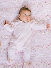 Emile Et Rose Pink 100% Cotton All-In-One With Embroidered Floral Hearts & Collar - Image 1 of 4