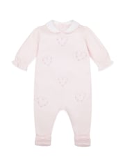 Emile Et Rose Pink 100% Cotton All-In-One With Embroidered Floral Hearts & Collar - Image 2 of 4
