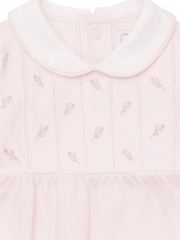 Emile Et Rose Pink 100% Cotton All-In-One With Emb Rosebud & Feather Stitch Yoke - Image 4 of 4