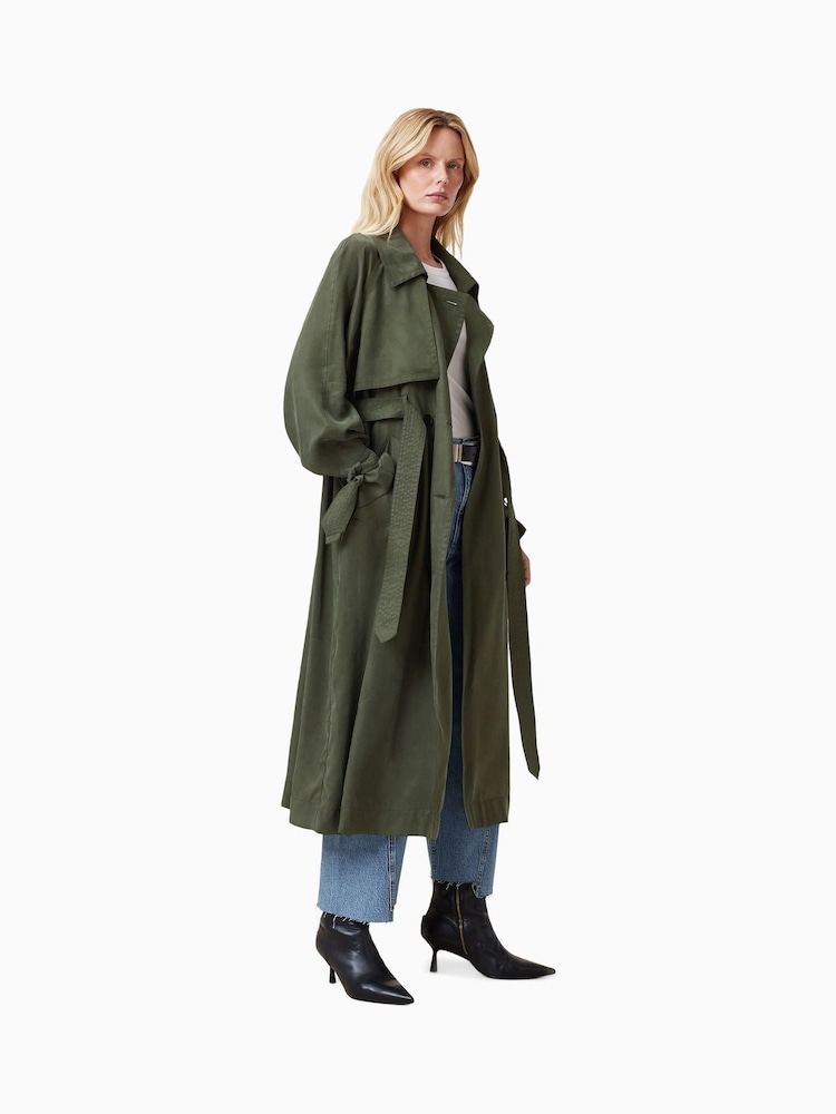 AllSaints Green Linnie Black Lightweight Trench Coat - Image 4 of 8