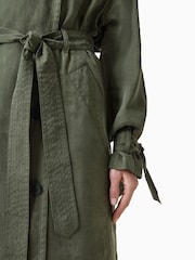 AllSaints Green Linnie Trench Coat - Image 5 of 8