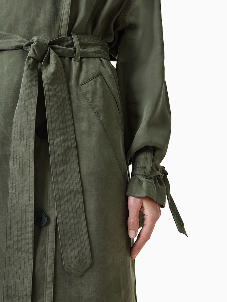 AllSaints Green Linnie Black Lightweight Trench Coat - Image 5 of 8