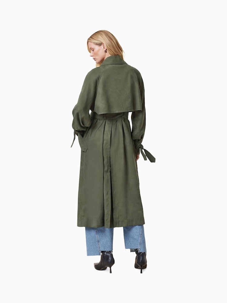 AllSaints Green Linnie Black Lightweight Trench Coat - Image 6 of 8