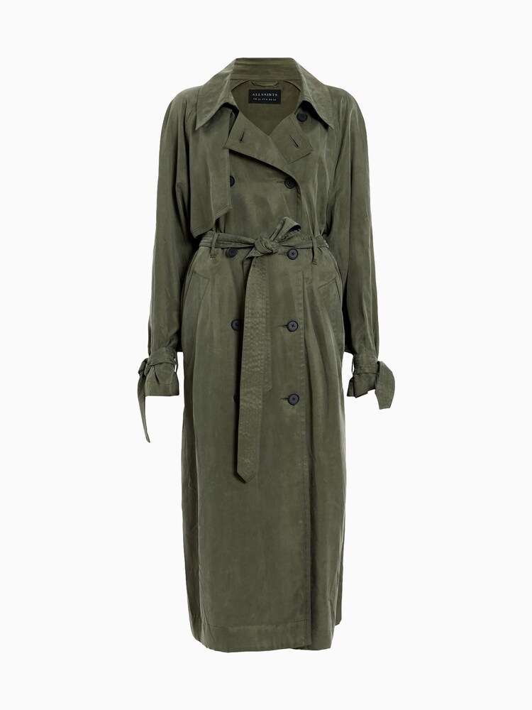 AllSaints Green Linnie Trench Coat - Image 8 of 8