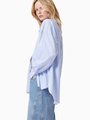 AllSaints Blue Ana Stripe 100% Organic Cotton Shirt - Image 2 of 8