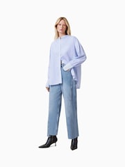 AllSaints Blue Ana Stripe 100% Organic Cotton Shirt - Image 3 of 8