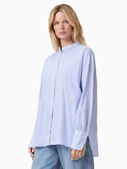 AllSaints Blue Ana Stripe 100% Organic Cotton Shirt - Image 4 of 8