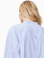 AllSaints Blue Ana Stripe 100% Organic Cotton Shirt - Image 6 of 8