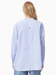 AllSaints Blue Ana Stripe 100% Organic Cotton Shirt - Image 7 of 8