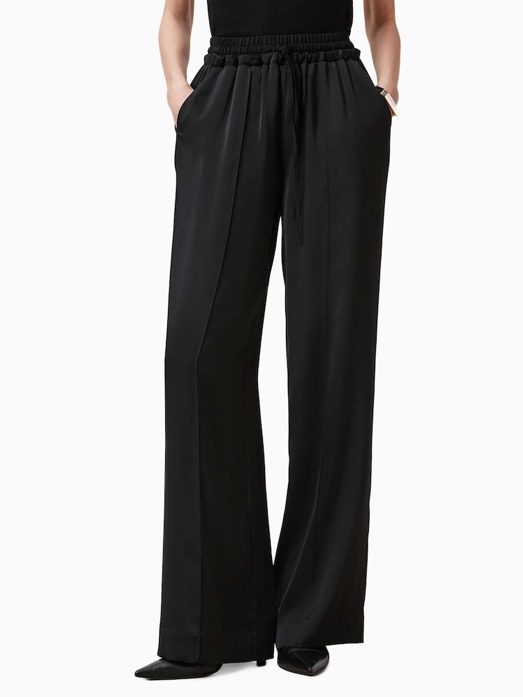AllSaints Black Alba Satin Trousers - Image 2 of 6