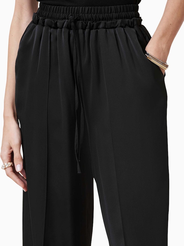 AllSaints Black Alba Satin Trousers - Image 3 of 6