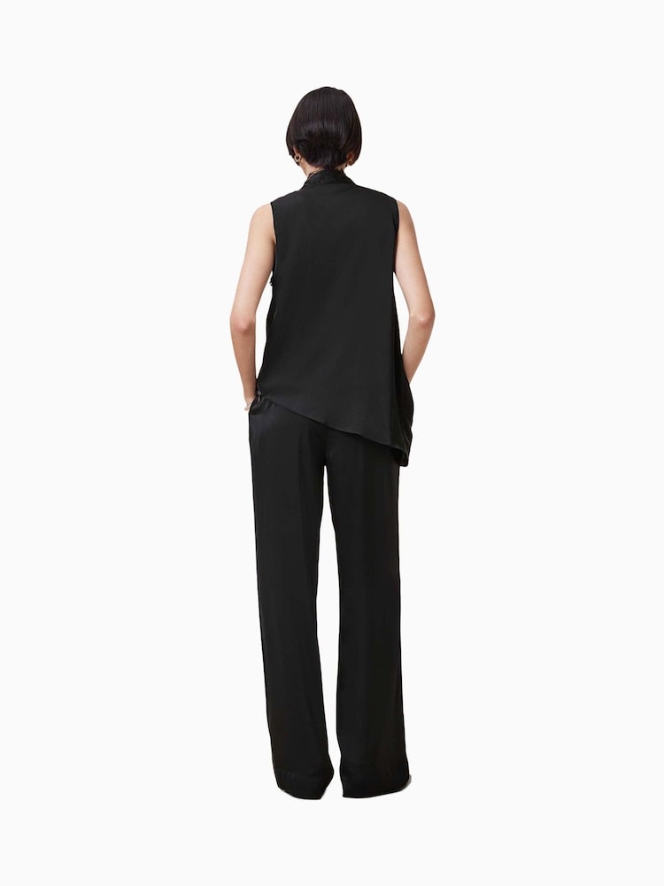 AllSaints Black Alba Satin Trousers - Image 5 of 6