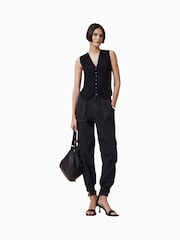 AllSaints Black Freda Denim 100% Organic Cotton Trousers - Image 1 of 10