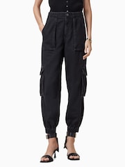 AllSaints Black Freda Denim 100% Organic Cotton Trousers - Image 2 of 10
