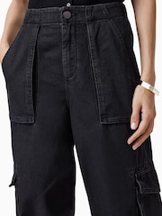 AllSaints Black Freda Denim 100% Organic Cotton Trousers - Image 3 of 10