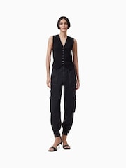AllSaints Black Freda Denim 100% Organic Cotton Trousers - Image 4 of 10