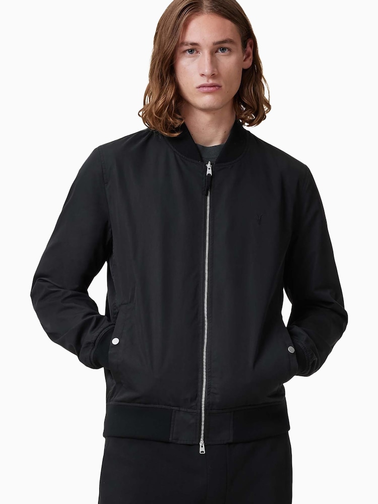 AllSaints Black Rev Bassett Bomber Jacket - Image 1 of 8