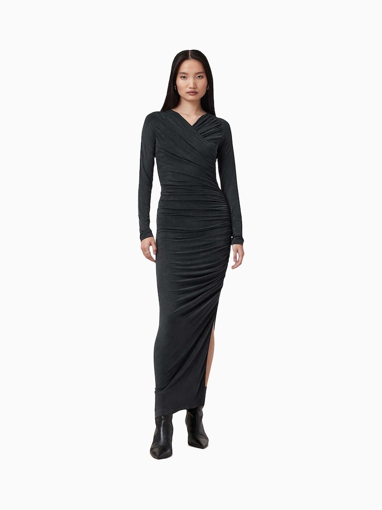 AllSaints Black Hanako Cupro Dress - Image 1 of 9