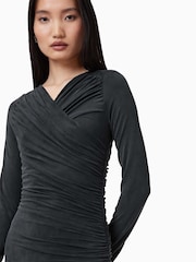 AllSaints Black Hanako Cupro Dress - Image 2 of 9