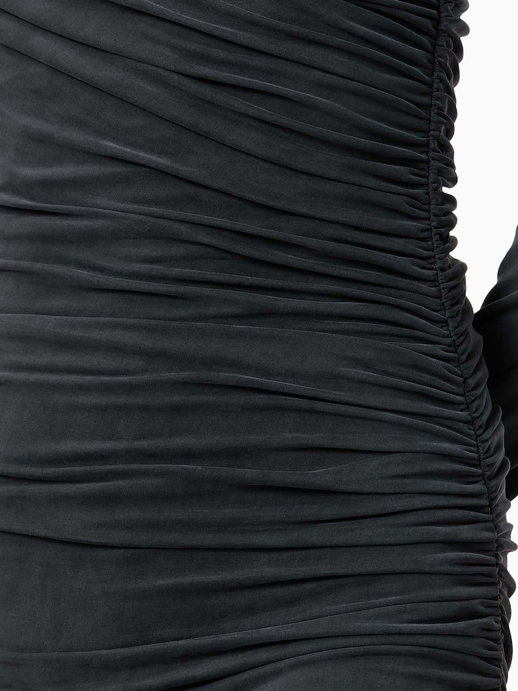 AllSaints Black Hanako Cupro Dress - Image 5 of 9