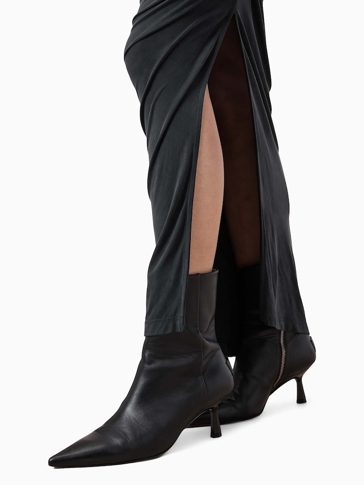 AllSaints Black Hanako Cupro Dress - Image 7 of 9