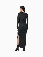 AllSaints Black Hanako Cupro Dress - Image 8 of 9