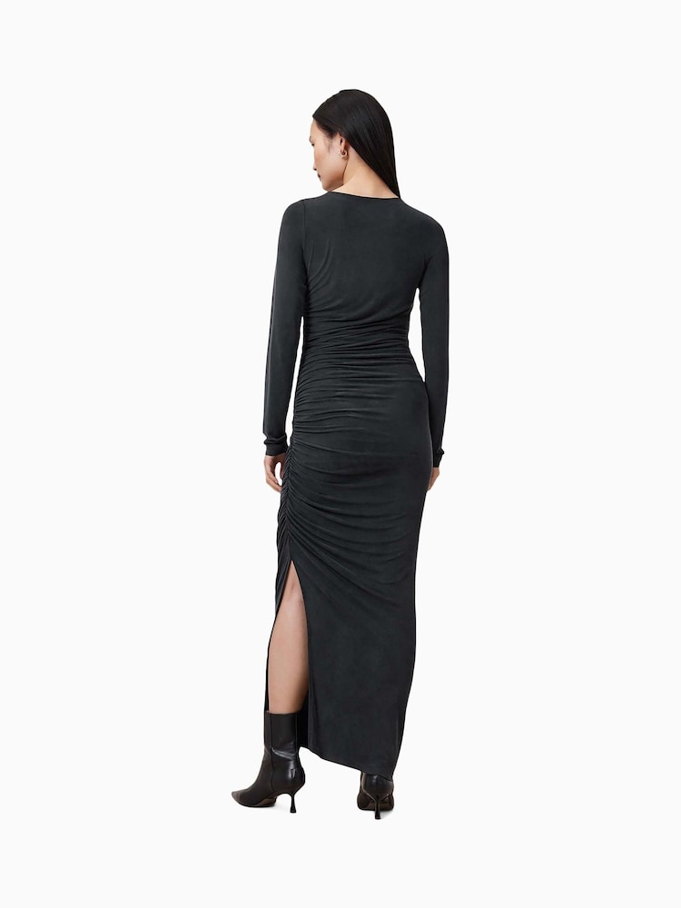 AllSaints Black Hanako Cupro Dress - Image 8 of 9