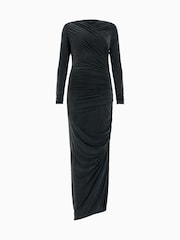 AllSaints Black Hanako Cupro Dress - Image 9 of 9