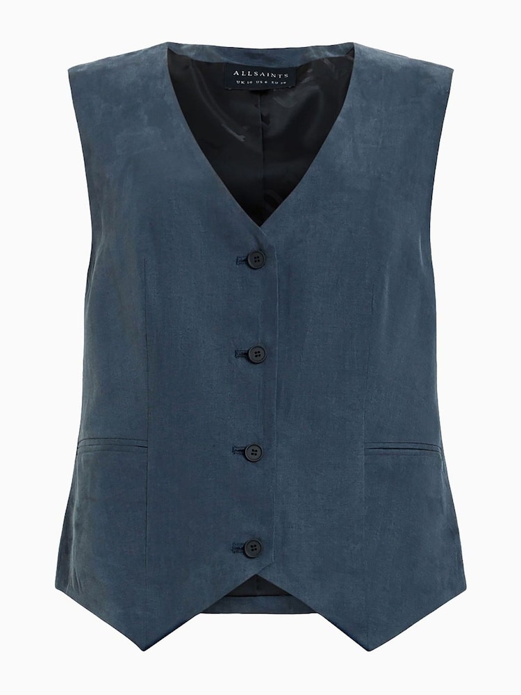 Azul - AllSaints Averie Ten Waistcoat - Imagen 7 de 7