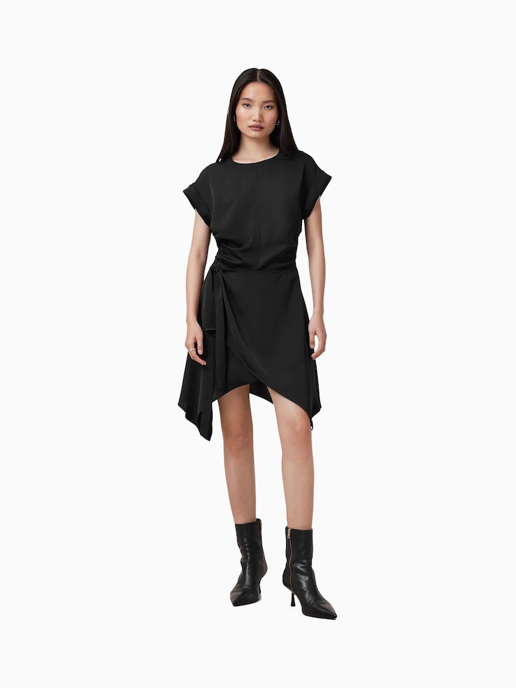 AllSaints Black Riko Mini Dress - Image 4 of 9